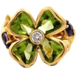 K18 ペリドット・ダイヤモンド リング D0.23 ct 7.45 ct