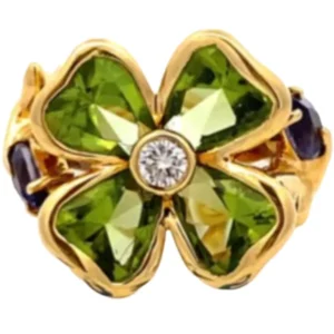 K18 ペリドット・ダイヤモンド リング D0.23 ct 7.45 ct