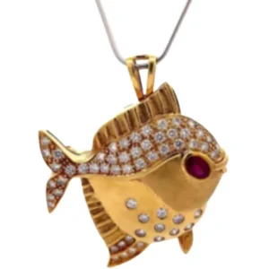 K18 ルビー・ダイヤモンド ブローチ 0.47 ct 1.04 ct