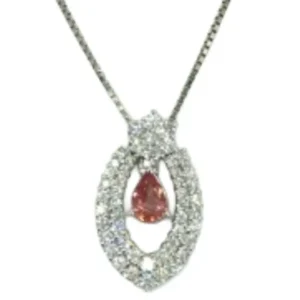 Pt850/Pt900 パパラチアサファイア・ダイヤモンド ペンダントトップ 0.76 ct D0.93 ct
