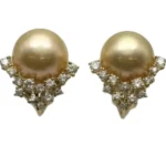 K18 パール・ダイヤモンド イヤリング 約11 ㎜ 0.55・0.55 ct