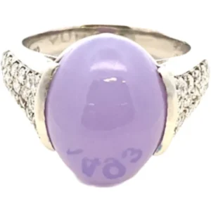 Pt･Pm900 ラベンダー翡翠・ダイヤモンド リング 9.75・D0.40ct