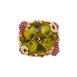 K18 クオーツ・多色石 91.79・R6.78・D3.97・0.09ct