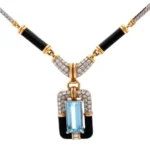 Pt900Pt850K18 アクアマリン・多色石 ネックレストップ 4.87 ct 1.37 ct