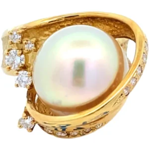 K18 パール・ダイヤモンド リング D0.34ct