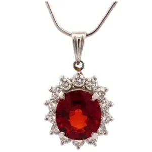 Pt･Pm900 スペサルティンガーネット・ダイヤモンド ペンダントトップ 4.075 ct 0.8 ct