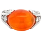 Pt･Pm900 ファイヤーオパール・ダイヤモンド リング MOP7.70 ct D0.60 ct