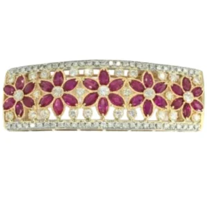 K18PT900 ルビー・ダイヤモンド ブローチ 4.84・2 ct