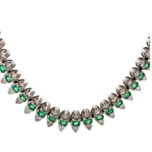 K18WG エメラルド・ダイヤモンド ネックレス D6.70・2.25 ct