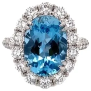 Pt･Pm900 アクアマリン・ダイヤモンド リング 4.012 ct D1.9 ct