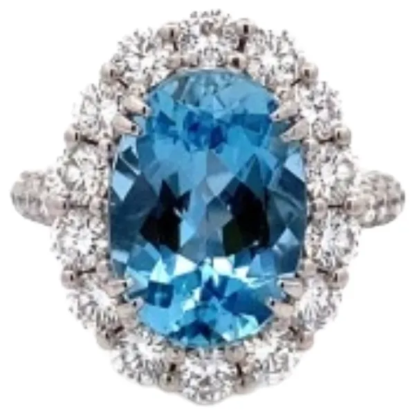 Pt･Pm900 アクアマリン・ダイヤモンド リング 4.012 ct D1.9 ct