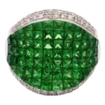 K18WG グリーンガーネット・ダイヤモンド リング 7.2・D0.32 ct