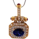 K18 サファイア・多色石 ペンダントトップ S3.06 ct R0.57・D0.89 ct