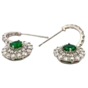 Pt950 エメラルド・ダイヤモンド ピアス 0.21・0.20 ct 0.58・0.58 ct