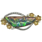 Pt900K18[Kﾒｲﾝ] オパール・ダイヤモンド ブローチ 21.89 ct D0.88 ct