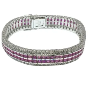 K18 ピンクサファイア・ダイヤモンド ブレスレットバングル ct R12.5・D0.88 ct