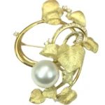 K18 パール・ダイヤモンド ブローチ D0.56 ct