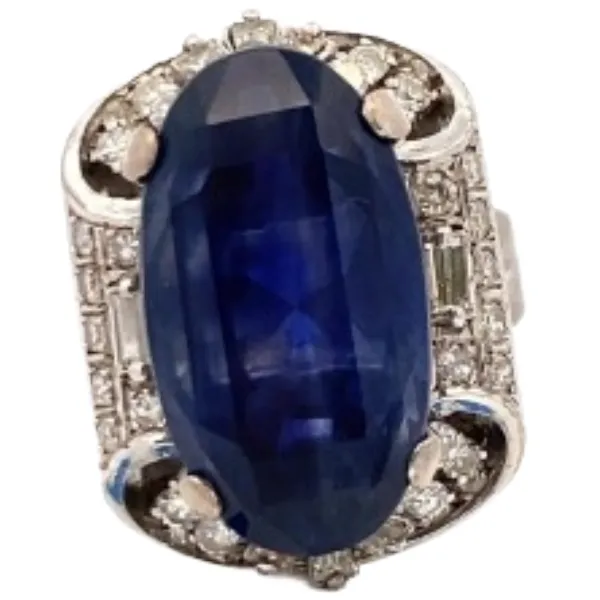 K14 マダガスカル産非加熱サファイア・ダイヤモンド リング 24.87ct