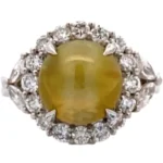 Pt・Pm900 クリソベリルキャッツアイ・ダイヤモンド リング 4.72・D0.97ct