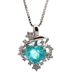 Pt850/Pt900 モザンビーク産パライバトルマリン・ダイヤモンド ネックレス/ペンダントトップ 2.82・D0.37ct