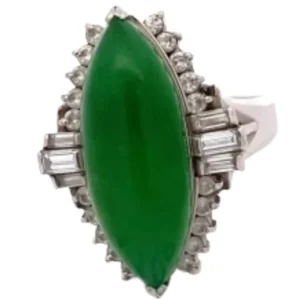 Pt･Pm900 翡翠・ダイヤモンド リング 0.61 ct