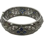 Pt900 ルビー・ブルーサファイア・ダイヤモンド バングル 約4.9×3.3・約4.8㎜・約5×4.1 ㎜