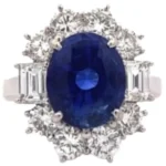 Pt・Pm900 スリランカ産非加熱ブルーサファイア・ダイヤモンド リング S6.41 ct D2.48 ct