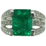 Pt･Pm900 コロンビア産エメラルド・ダイヤモンド リング E3.84 ct D0.32 ct