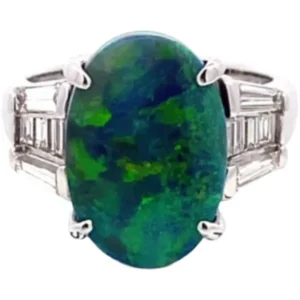 Pt･Pm900 ブラックオパール・ダイヤモンド リング 6.62・D0.62ct