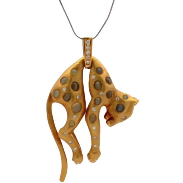 K18 クリソベリルキャッツアイ・ダイヤモンド ネックレス/ペンダントトップ 2.55・D0.33 ct