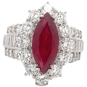 Pt･Pm900 ビルマ産ピジョンブラッドルビー・ダイヤモンドリング 2.93 ct D2.54 ct
