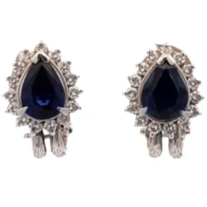 Pt900K14WG サファイア・ダイヤモンド イヤリング 2.35・0.60 ct