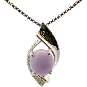 Pt850/K14WG/K18WG ラベンダー翡翠・ダイヤモンド ネックレス/ペンダントトップ 5.73・0.30ct