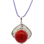 Pt･Pm900 充填サンゴ・ダイヤモンド ネックレス/ペンダントトップ 1.21ct