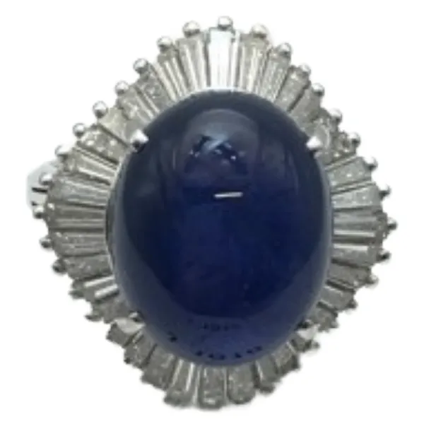 Pt900 スターサファイア・ダイヤモンド リング 16.28 ct 1.32 ct