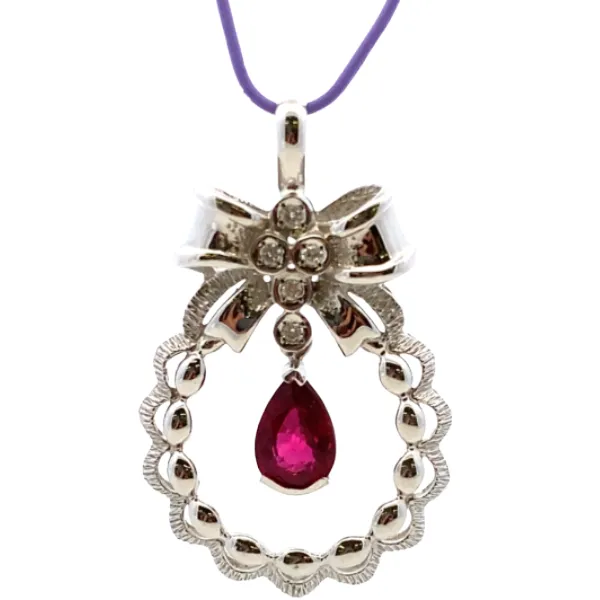 K18WG ルベライト・ダイヤモンド ネックレス/ペンダントトップ 2.20・D0.11ct
