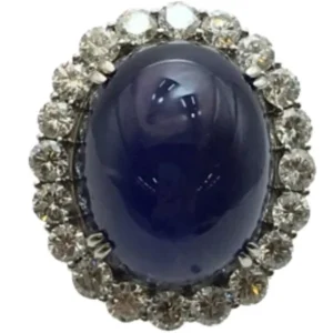 Pt･Pm900 非加熱スターサファイア・ダイヤモンド リング 76.75 ct 4.273 ct