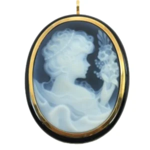 K18 カメオ・オニキス ブローチ 0.2 ct