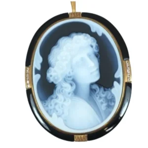 K18 カメオ・オニキス ブローチ 0.2 ct