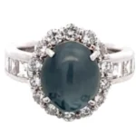 Pt･Pm900 インド産アレキサンドライトキャッツアイ・ダイヤモンド リング 5.75 ct D1.6 ct買取の参考価格