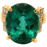 K18 トルマリン・ダイヤモンド リング 14.68・0.4ct