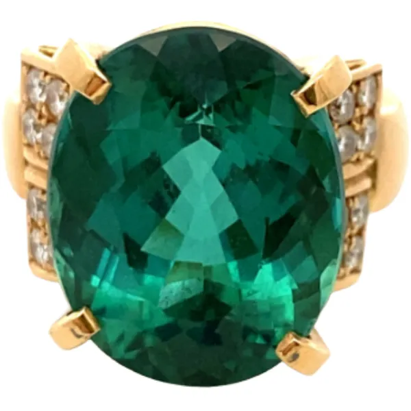 K18 トルマリン・ダイヤモンド リング 14.68・0.4ct