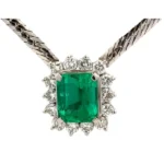 Pt850/Pt900 エメラルド・ダイヤモンド ネックレス/ペンダントトップ E3.26・D1.04ct