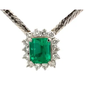 Pt850/Pt900 エメラルド・ダイヤモンド ネックレス/ペンダントトップ E3.26・D1.04ct