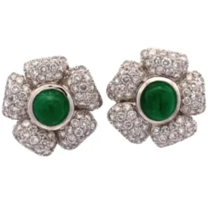 K18 エメラルド・ダイヤモンド イヤリング E3.85・D3.20 ct