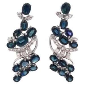 K18 サファイア・ダイヤモンド ピアスS7.51・0.62 ct