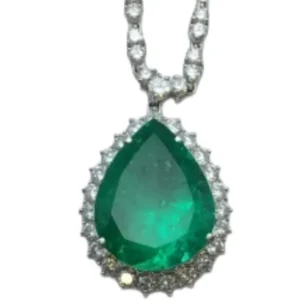 Pt850/Pt900 コロンビア産エメラルド・ダイヤモンド ペンダントトップ E21.87 ct D0.86・D2.27 ct