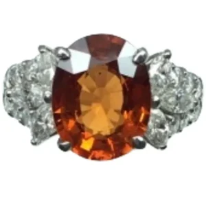 Pt･Pm900 スペサルティンガーネット・ダイヤモンド リング 5.61 ct D1.29 ct