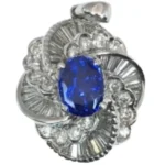 Pt･Pm900 非加熱サファイア・ダイヤモンド ペンダントトップ S4.767 ct 1.6・0.82 ct