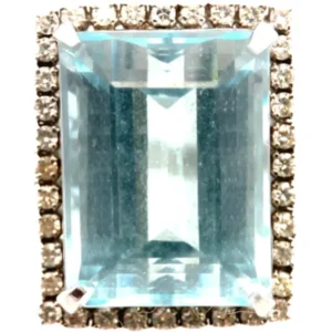 Pt･Pm900 アクアマリン・ダイヤモンド リング 24.08・D0.638ct